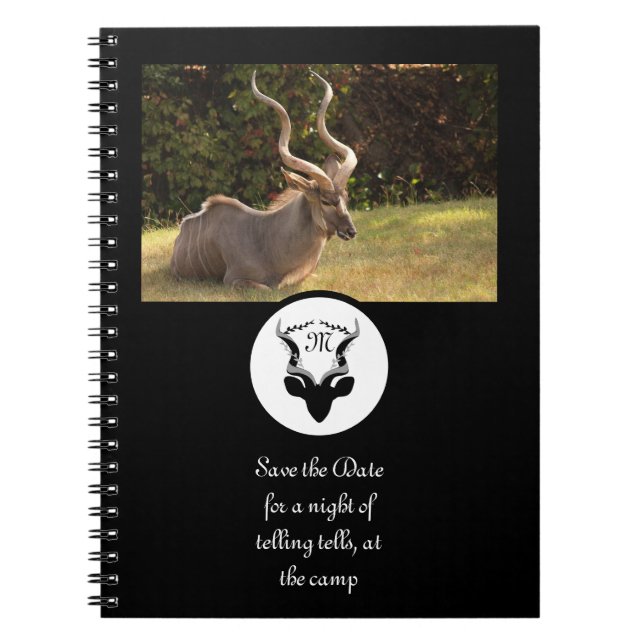 Mörk Antelope Silhouette Monogram Photo Anteckningsbok (Framsidan)
