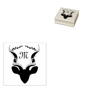 Mörk Antelope Silhouette Monogram Stämpel