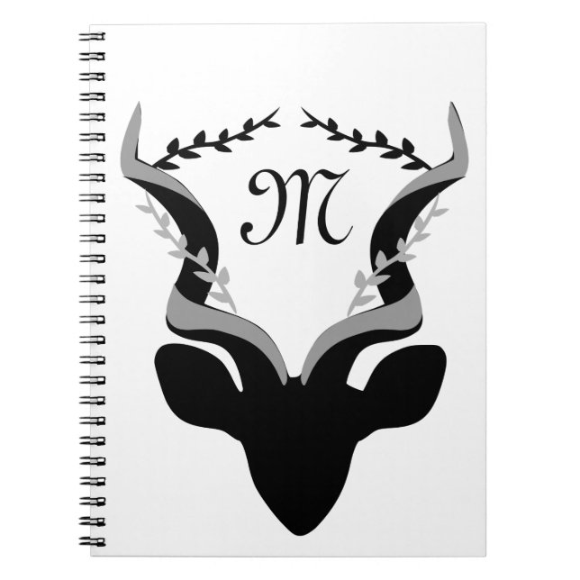 Mörk Antelope Silhouette w Customized Monogram Anteckningsbok (Framsidan)