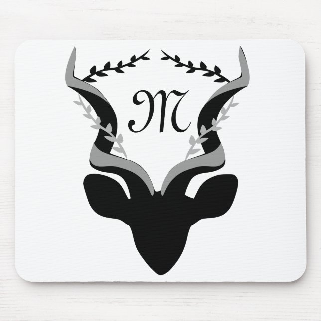 Mörk Antelope Silhouette w Customized Monogram Musmatta (Framsidan)