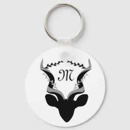 Mörk Antelope Silhouette w Customized Monogram Nyckelring