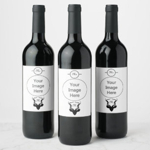 Mörk Antilop Silhuett Monogram Vinflaska Etikett