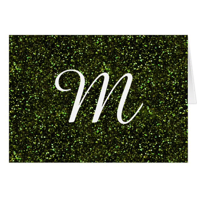 Mörk Apple Grönt Glitter Hälsningskort (Framsidan Horizontal)