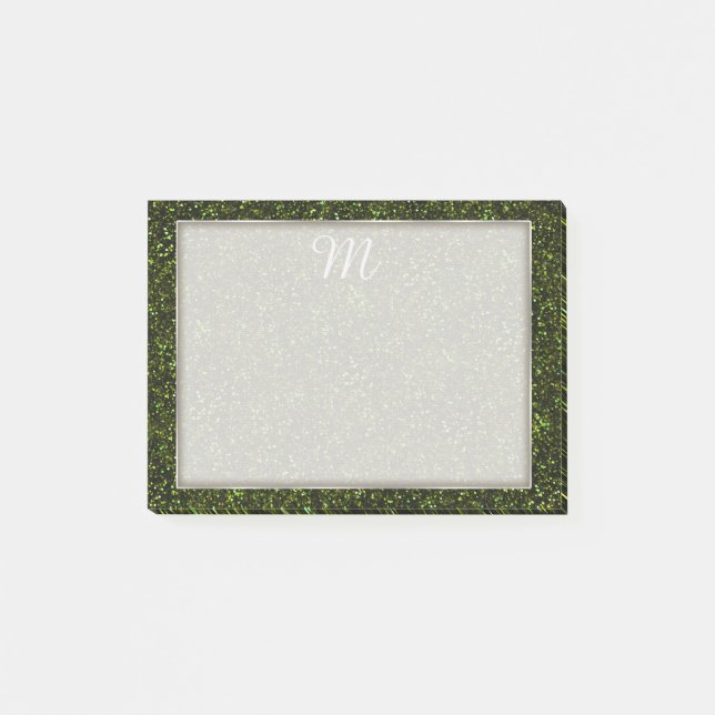 Mörk Apple Grönt Glitter Post-it Block (Framsida)