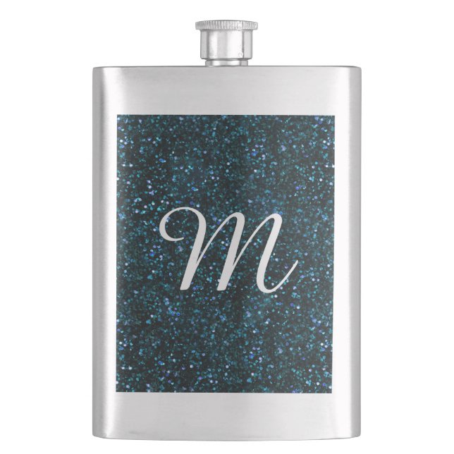 Mörk Aqua Blue Glitter Fickplunta (Framsidan)