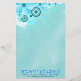 Mörk Aqua Blue Hibiscus Florist Stationery Papper