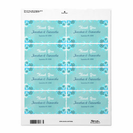 Mörk Aqua Blue Teal Blommigt Large Wedding Favor Fraktsedel