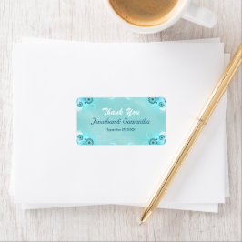 Mörk Aqua Blue Teal Blommigt Medium Wedding Favor Adressetikett