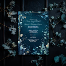 Mörk Aquamarine och Teal Blue Blommigt Bröllop
