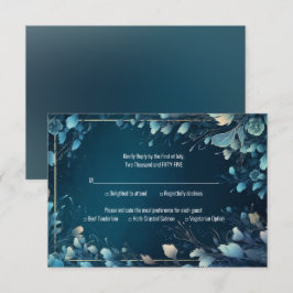 Mörk Aquamarine och Teal Blue Blommigt Bröllop OSA Kort