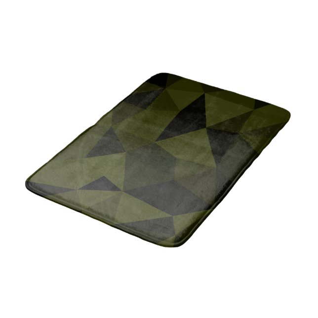 Mörk armégrön svart geometrisk mesh-mönster cool  badrumsmatta (Vinklad)