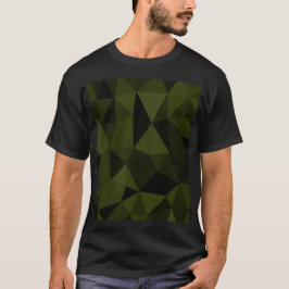 Mörk armégrön svart geometrisk mesh-mönster cool t shirt