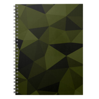Mörk armégrön svart geometrisk nätmönster cool anteckningsbok