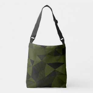 Mörk armégrön svart geometrisk nätmönster cool axelväska