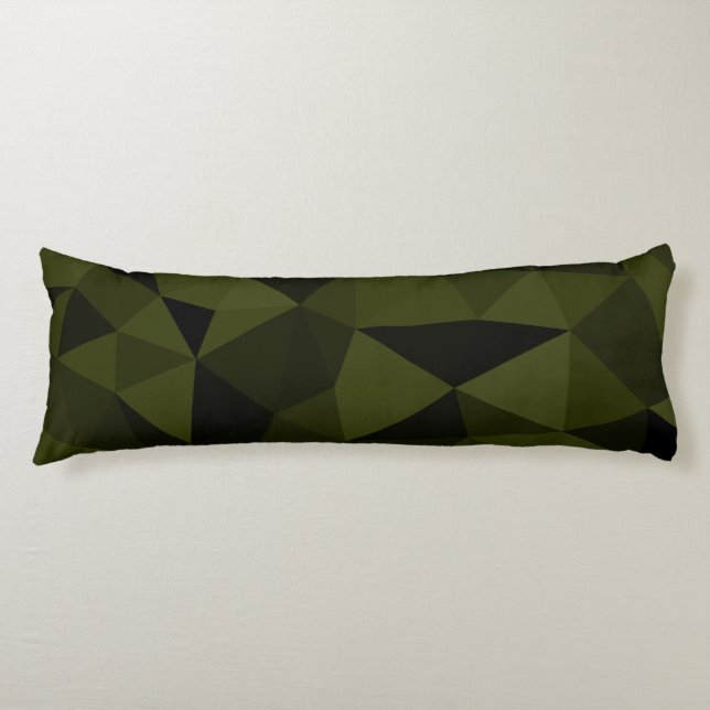 Mörk armégrön svart geometrisk nätmönster cool  kroppskudde (Framsidan)
