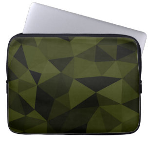 Mörk armégrön svart geometrisk nätmönster cool laptop fodral