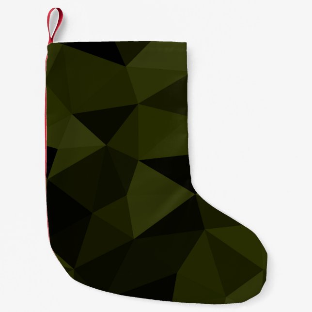 Mörk armégrön svart geometrisk nätmönster cool  liten julstrumpa (Framsidan)