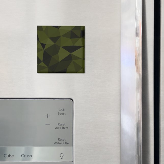 Mörk armégrön svart geometrisk nätmönster cool  magnet (In Situ (Fridge))