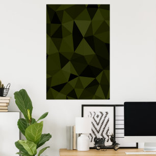 Mörk armégrön svart geometrisk nätmönster cool poster