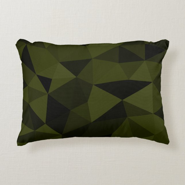Mörk armégrön svart geometrisk nätmönster cool  prydnadskudde (Framsidan)