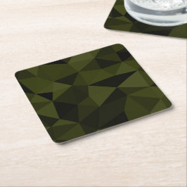 Mörk armégrön svart geometrisk nätmönster cool underlägg papper kvadrat