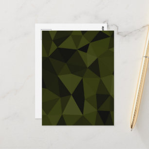 Mörk armégrön svart geometrisk nätmönster cool vykort