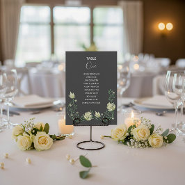 Mörk Art deco-blommor Bordsnummer Sittdiagram