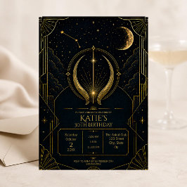 Mörk Art Deco Oxen Zodiakos 30-års födelsedag Inbjudningar