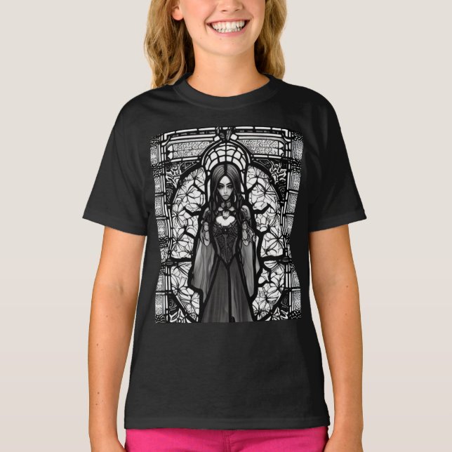 Mörk Art Goth Girl T Shirt (Framsida)