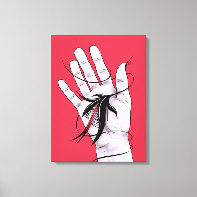 Mörk Art - hand med monster - röd svart gotin Canvastryck (Framsida)