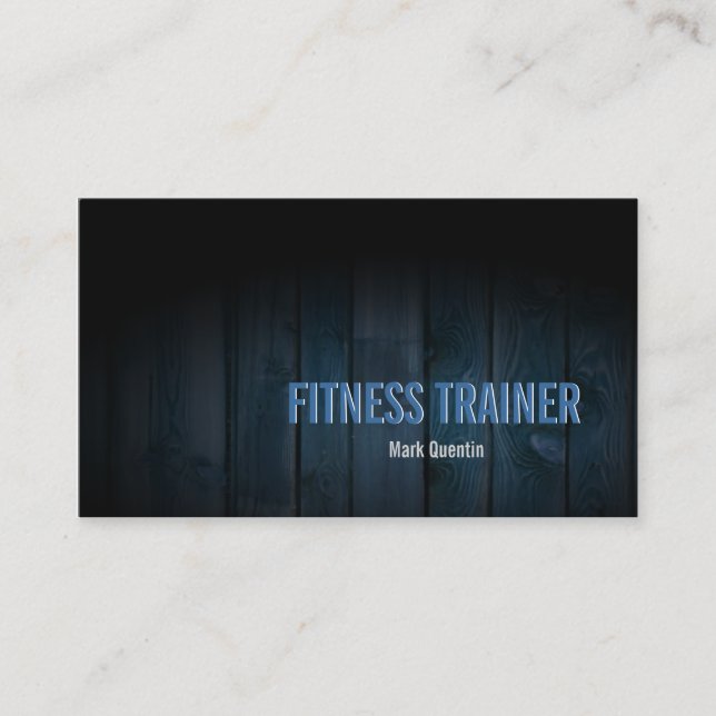 Mörk av Affärskortet för Fitness Trainer Wood Visitkort (Framsida)