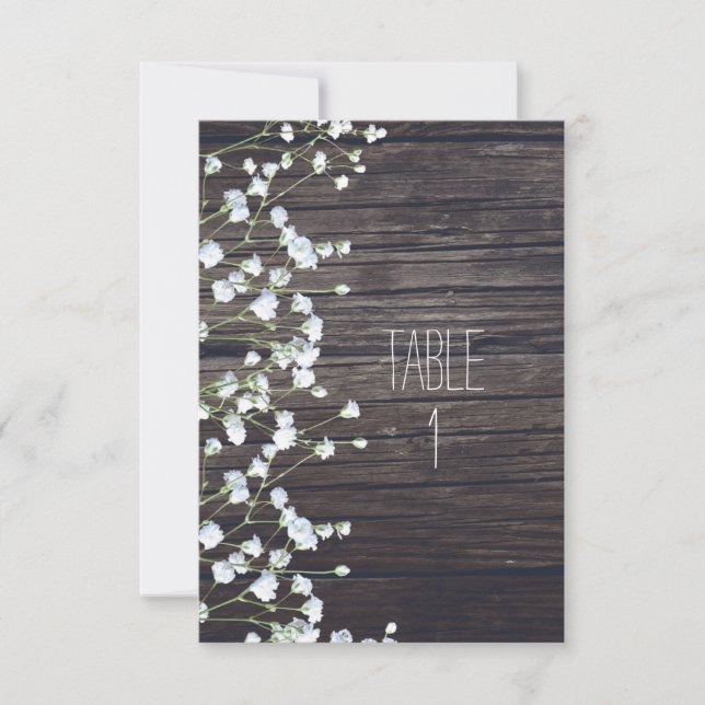 Mörk av andningsutandning Blommigt Rustic Wood Bor Inbjudningar (Framsida)