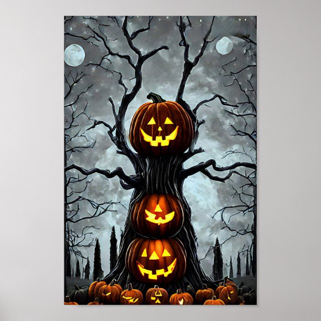 mörk av  av pooky lantern pumkin träd poster (Framsidan)