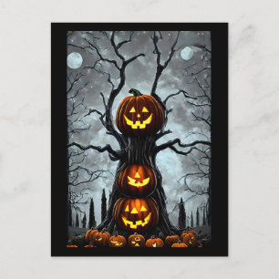 mörk av av pooky lantern pumkin träd vykort
