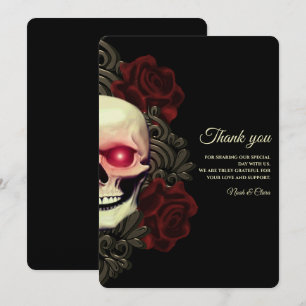 Mörk av blommigt av av gothic skalle Halloween Tack Kort