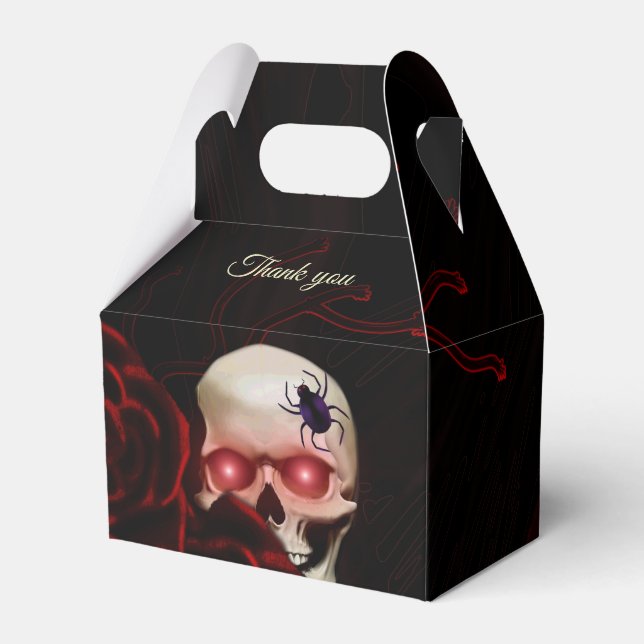 Mörk av blommigt moody getskalle halloween fav presentaskar (Baksidan Sidan)