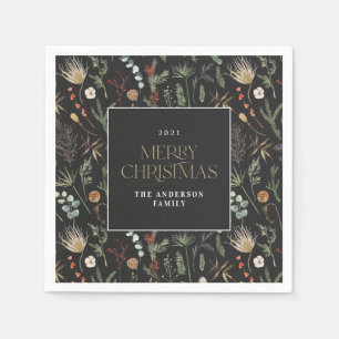 Mörk av botanisk blommigt i julvatten moody  pappersservett