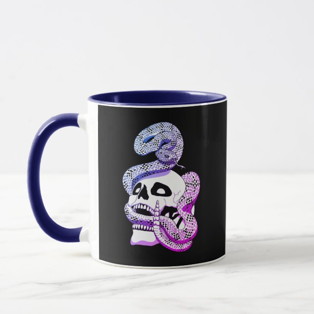 Mörk av Gotham Lila & Blue Snake and Skull Mugg (Vänster)