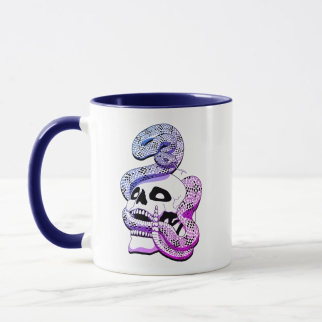 Mörk av Gotham Lila & Blue Snake and Skull Mugg (Vänster)