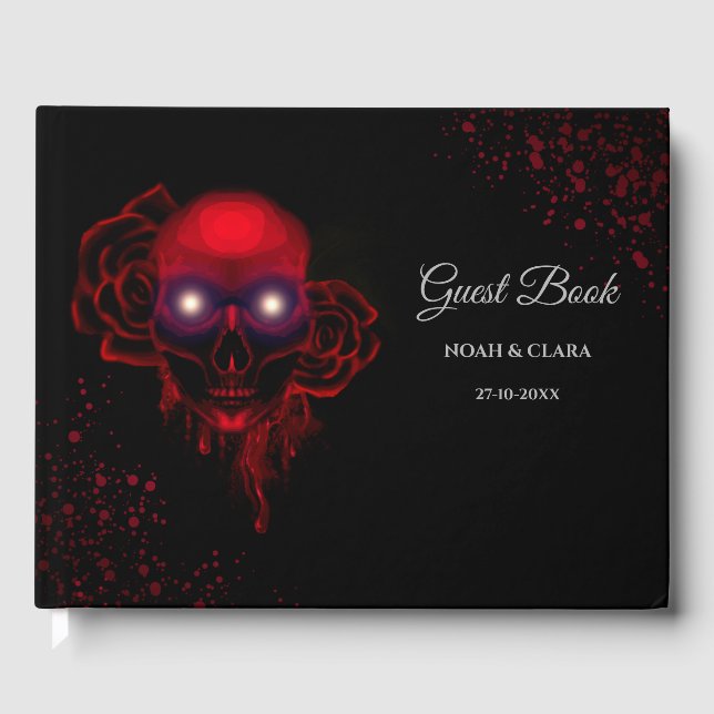Mörk av skam blommigt moody skallhalloween tunga gästböcker (Framsida)