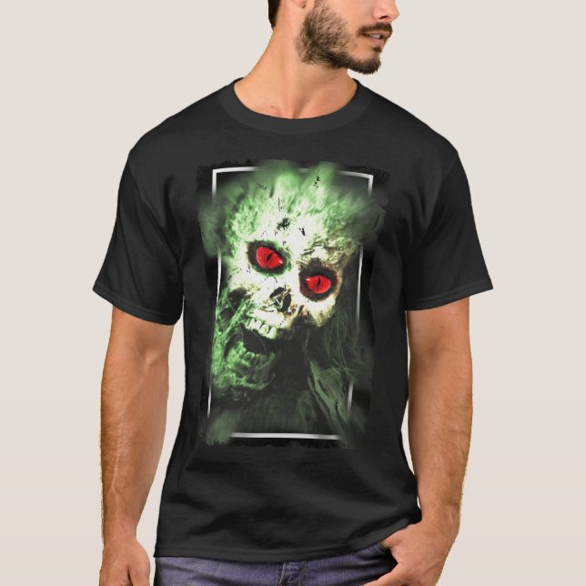 Mörk av skräck Demon Zombie Satanism Art T Shirt (Framsida)