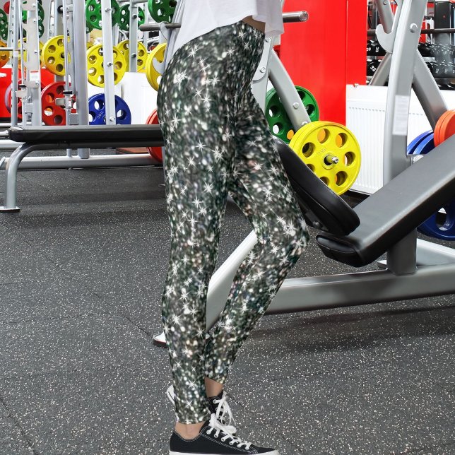 Mörk Azurblå Turkos Grå Azurblå Vit Glitterpresent Leggings (Skapare uppladdad)