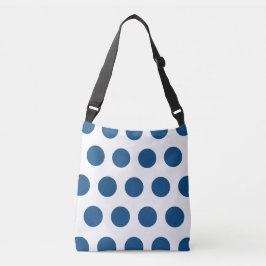 Mörk Azure Blue White Geometric Polka dots Axelväska