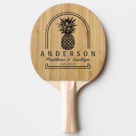 Mörk Bambu Ananas Bröllopsbåge & Namn Pingisracket
