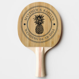 Mörk Bambu Ananas Bröllopskrona & Namn Pingisracket