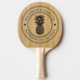 Mörk Bambu Ananas Bröllopskrona & Namn Pingisracket