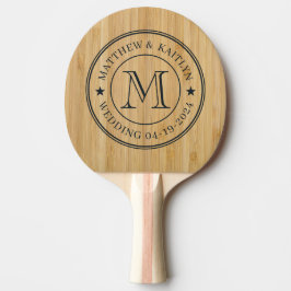 Mörk Bambu Bröllopsmonogram Stjärna Pingisracket