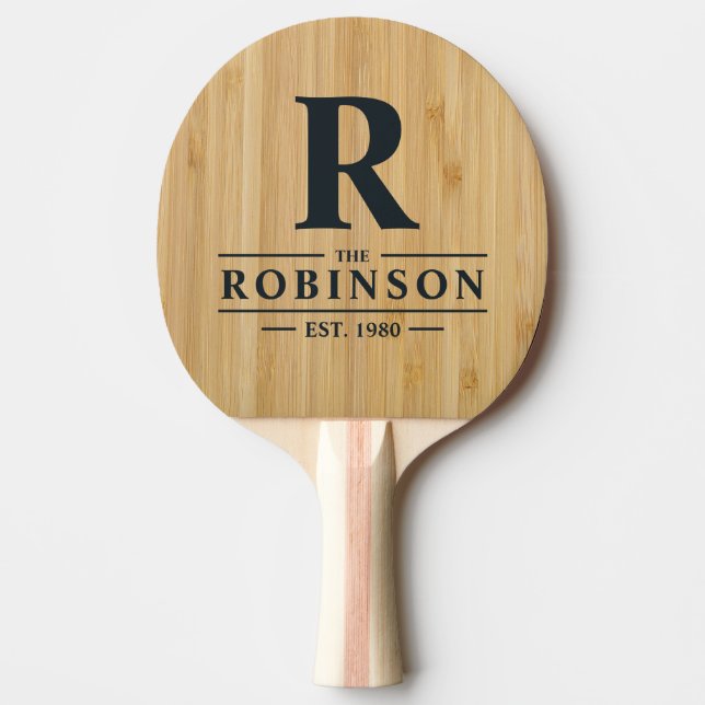 Mörk Bambu Efternamn & Initial Pingisracket (Framsidan)