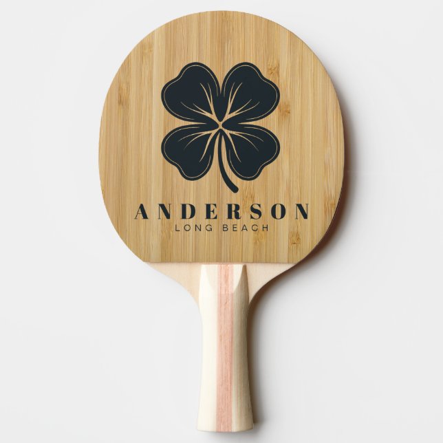 Mörk Bambu Fyrklöver med Namn Pingisracket (Baksidan)