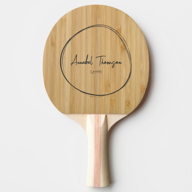 Mörk Bambu Namn i Uppmätt Cirkel Pingisracket (Framsidan)